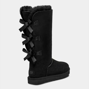 UGG Bailey Bow Tall II Boot Black Suede Size 10